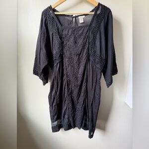 SUNDANCE Bella Notte Dress Eyelet Embroidered Peasant Boho Whimsigoth‎ Cottage M